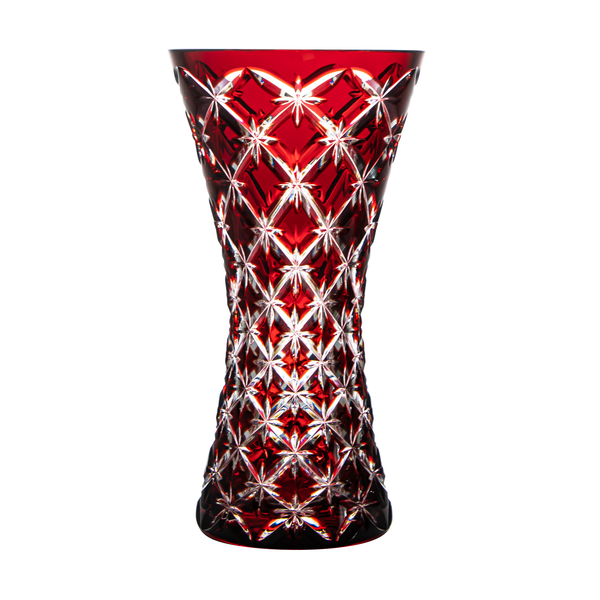  Crystal Vase METRA 7 ルビーレッド Stars Ruby Red Vase 7.9 in - Ajka Crystal