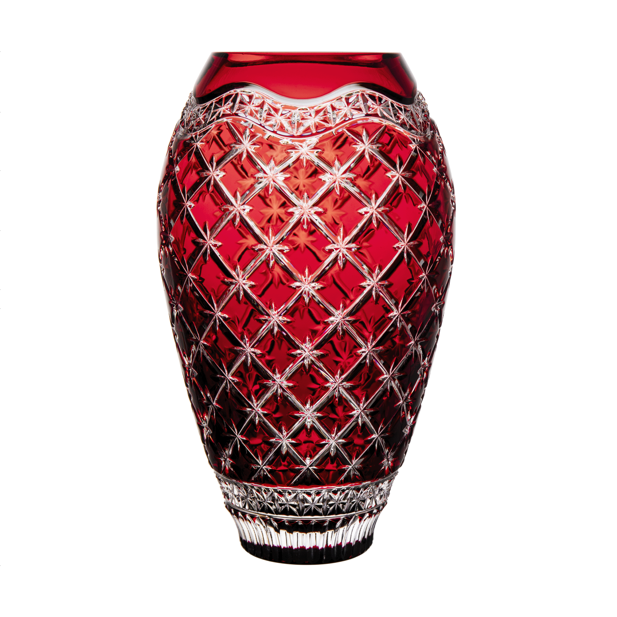 Stars Ruby Red Vase 9.1 in - Ajka Crystal