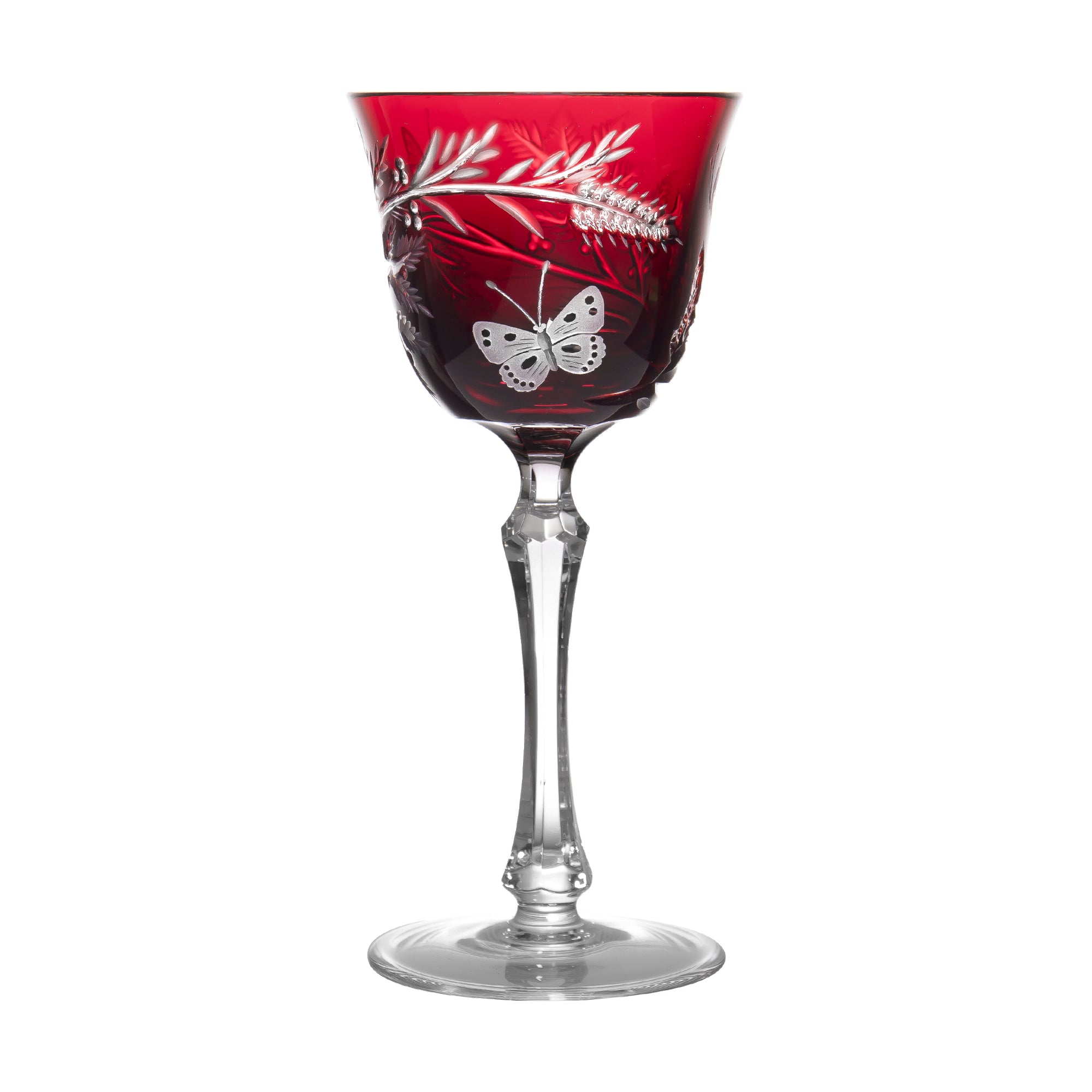 Butterfly Ruby Red Small Wine Glass