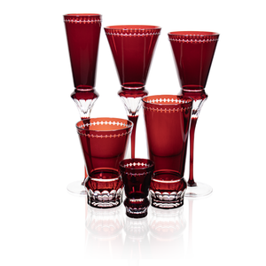 Ajka Crystal Ruby Red Stemware Set of 3