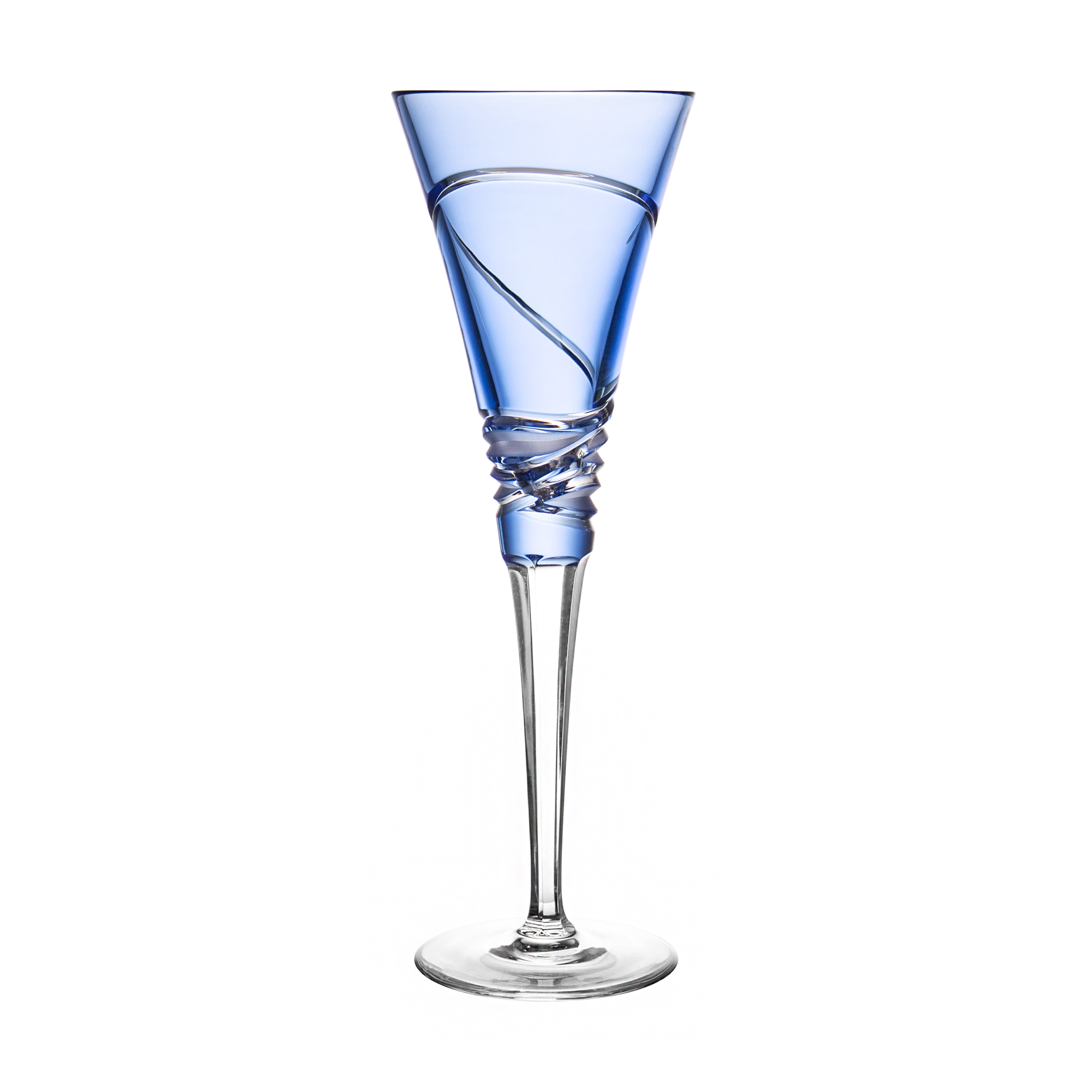 Birks Crystal Silver Ribbon Light Blue Champagne Flute