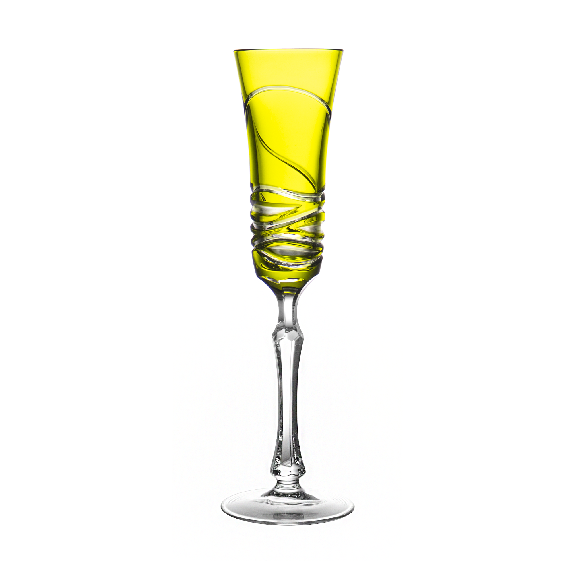 Birks Crystal Silver Ribbon Reseda Champagne Flute