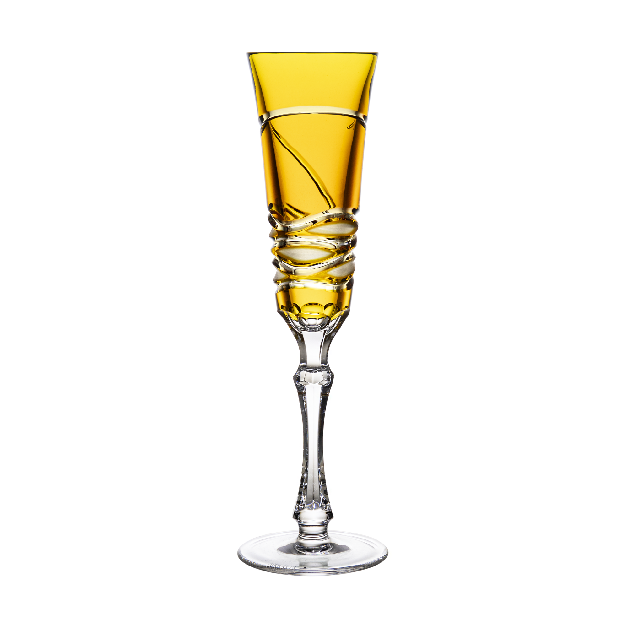 Birks Crystal Silver Ribbon Golden Champagne Flute