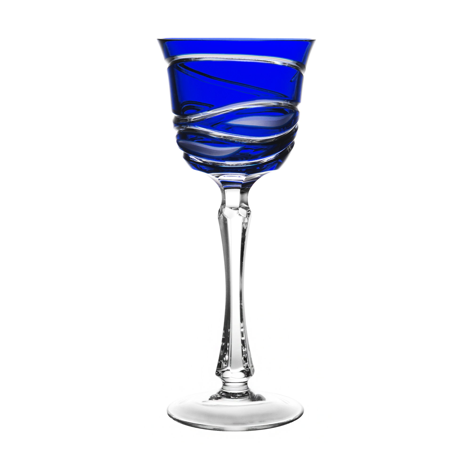 Birks Crystal Silver Ribbon Blue Large Wine Glass