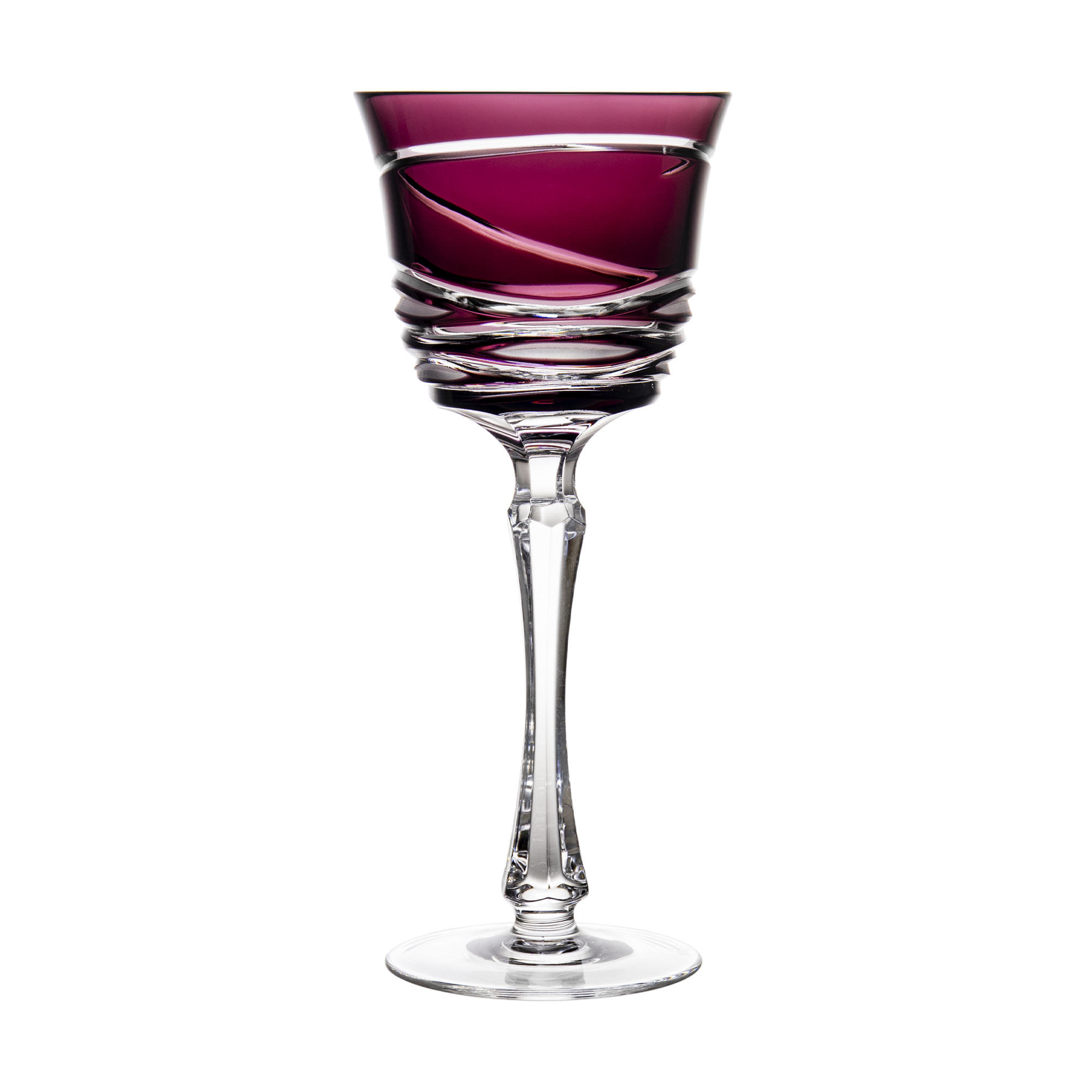 Birks Crystal Silver Ribbon Purple Large Wine Glass