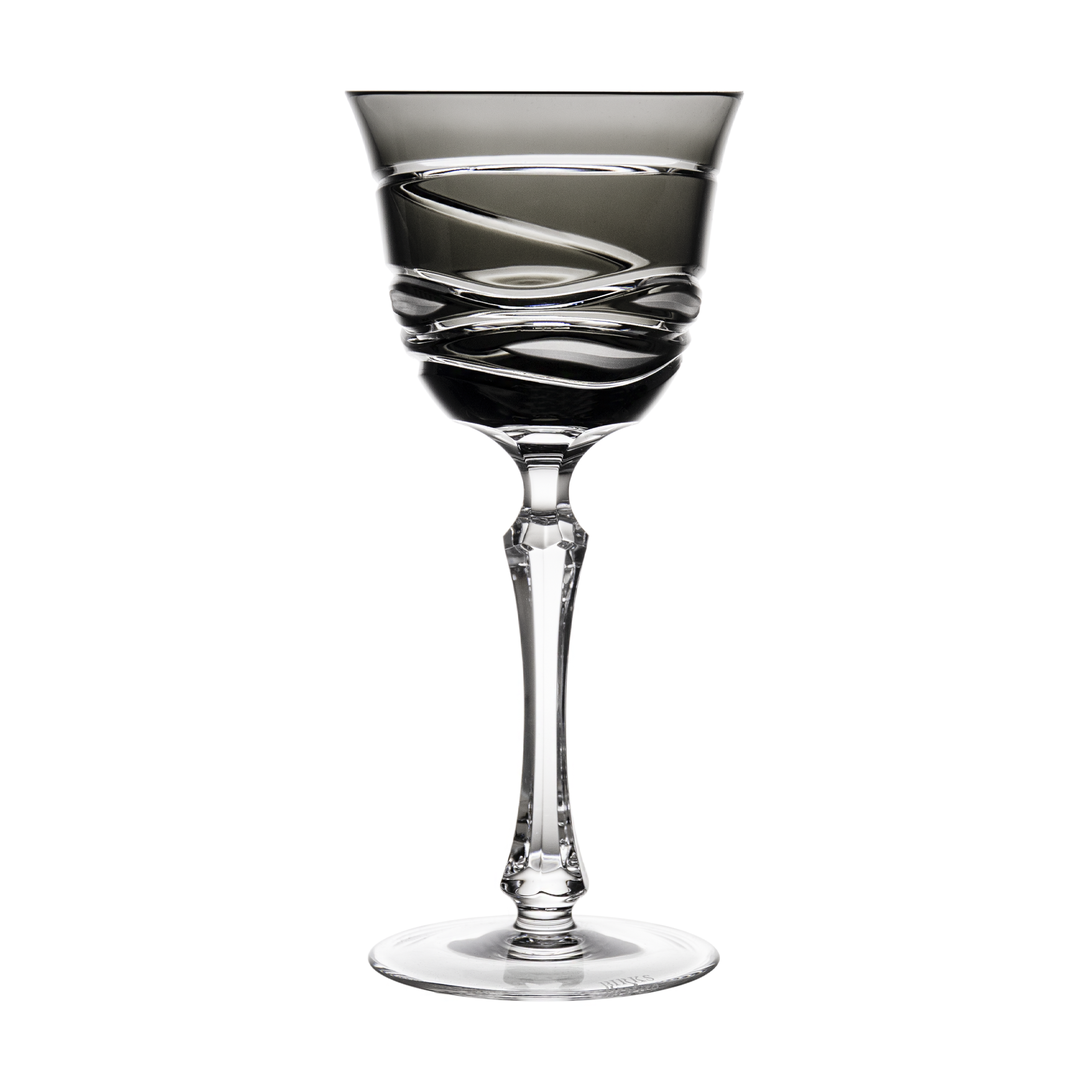 Birks Crystal Silver Ribbon Grey Small Wine Glass