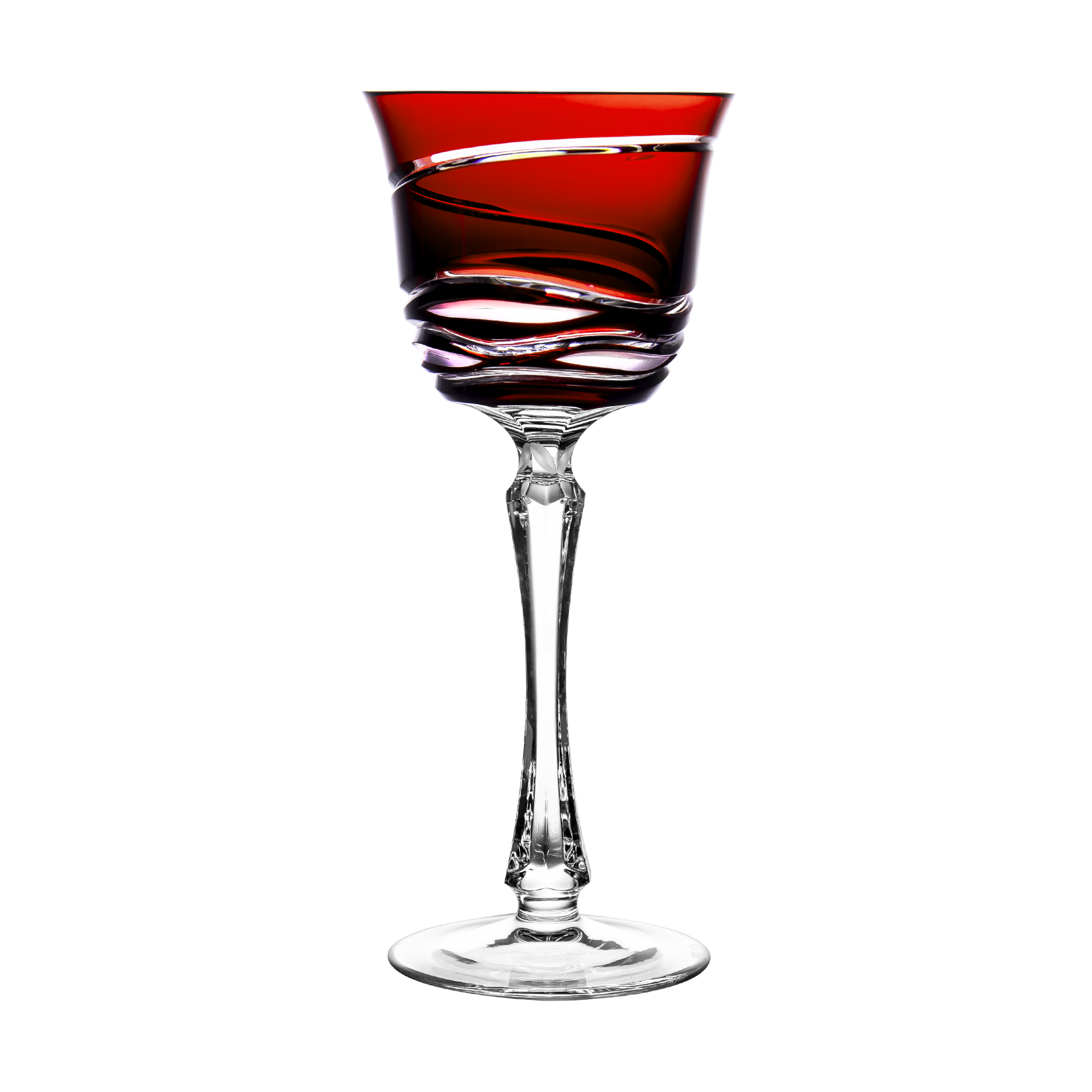 Birks Crystal Silver Ribbon Ruby Red Large Wine Glass