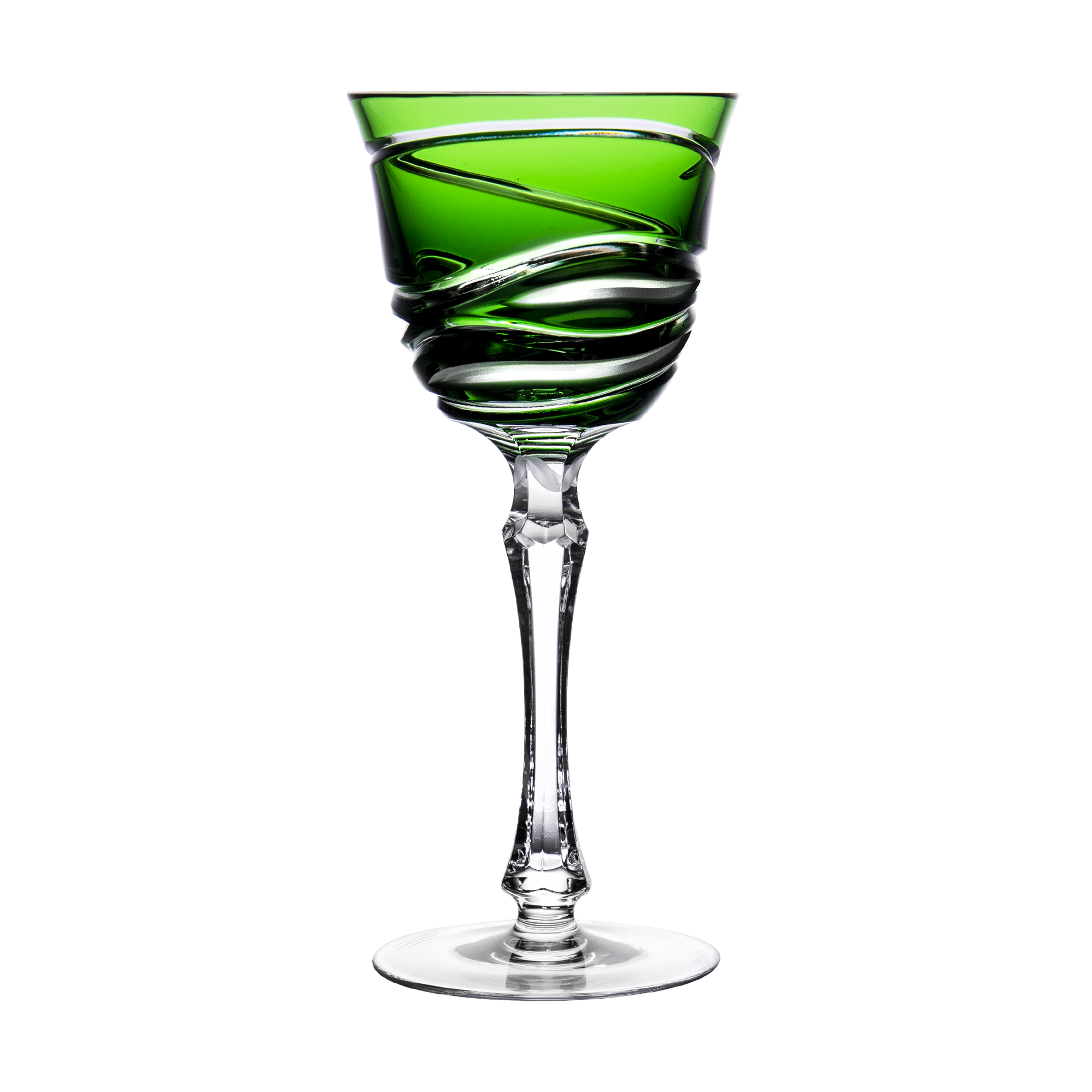 Birks Crystal Silver Ribbon Green Small Wine Glass