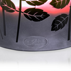 Ajka Crystal Wild Rose Double Cased Golden Red and Green Vase 19.7 in