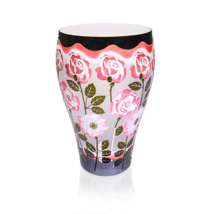 Ajka Crystal Wild Rose Double Cased Golden Red and Green Vase 19.7 in
