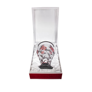 Ajka Crystal Peony Double Cased Ruby Red and White Vase 13.8 in