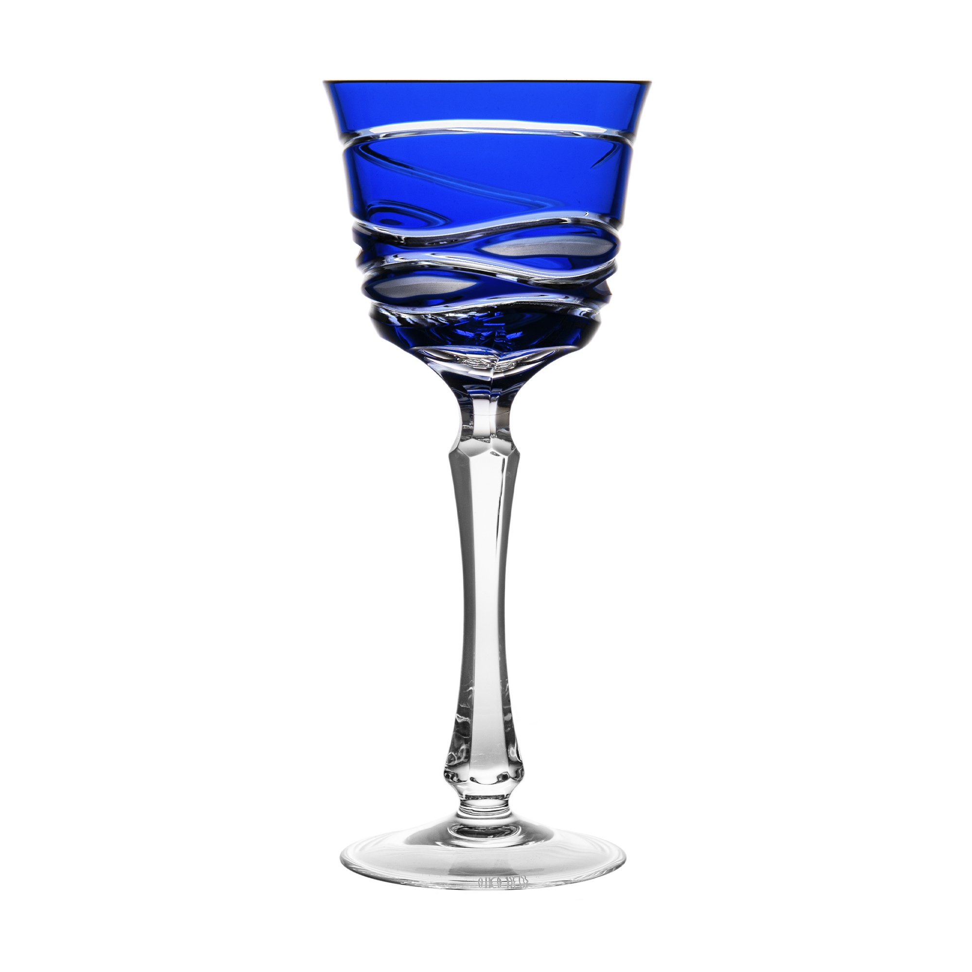 Birks Crystal Silver Ribbon Blue Small Wine Glass