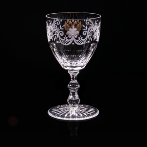 Ajka Crystal Double-Headed Eagle Goblet with Golden Emblem