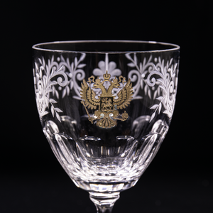 Ajka Crystal Double-Headed Eagle Goblet with Golden Emblem