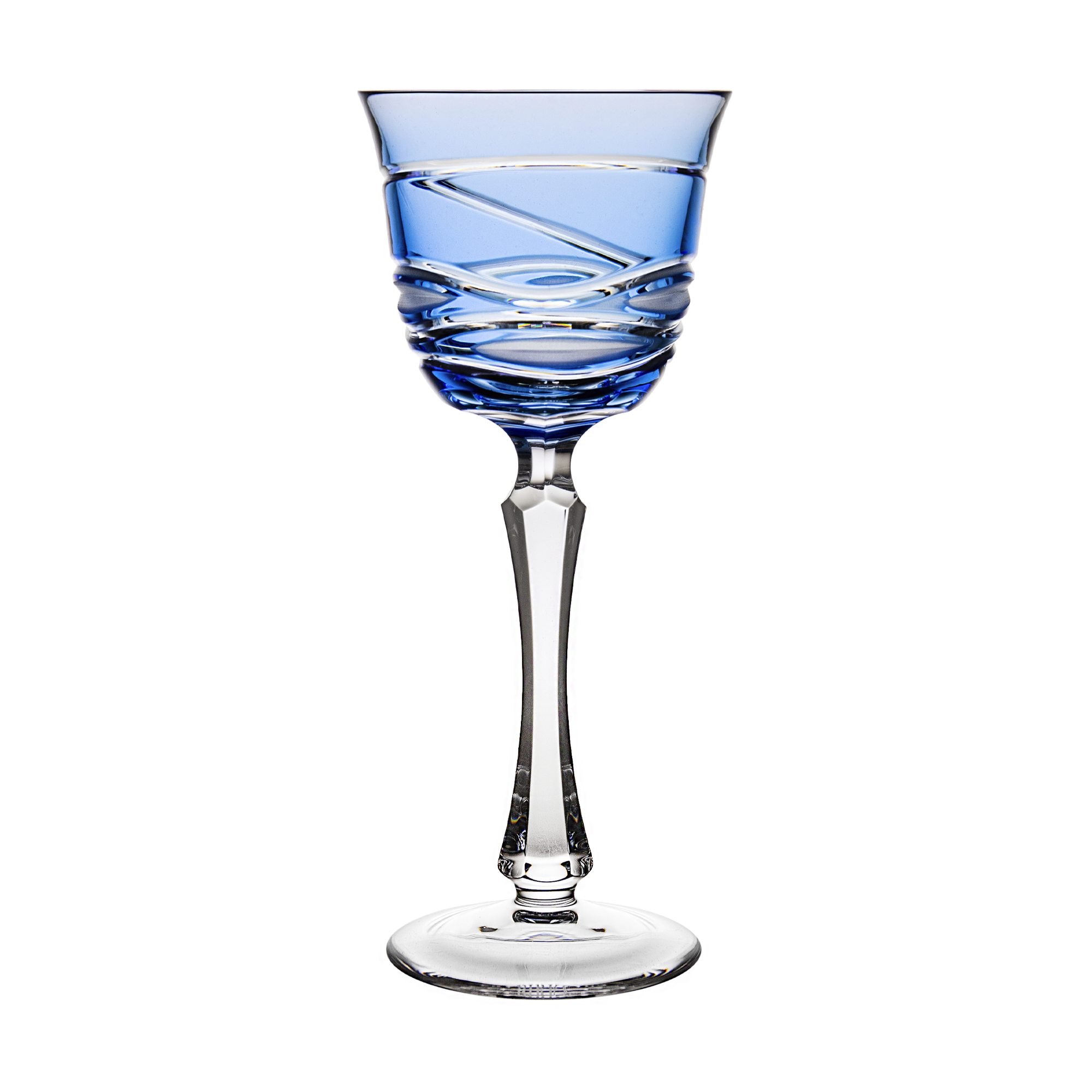 Birks Crystal Silver Ribbon Light Blue Large Wine Glass