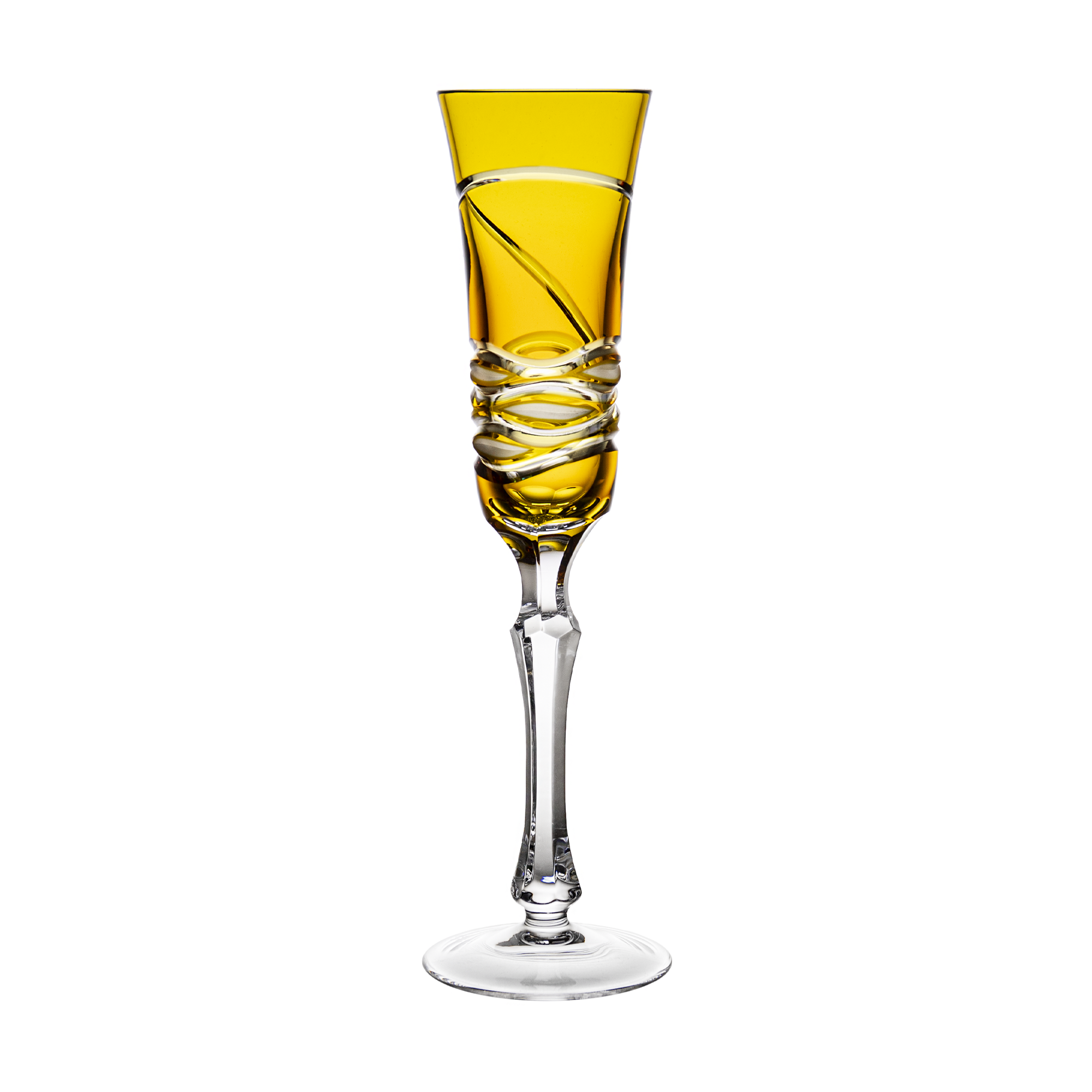 Birks Crystal Silver Ribbon Golden Champagne Flute