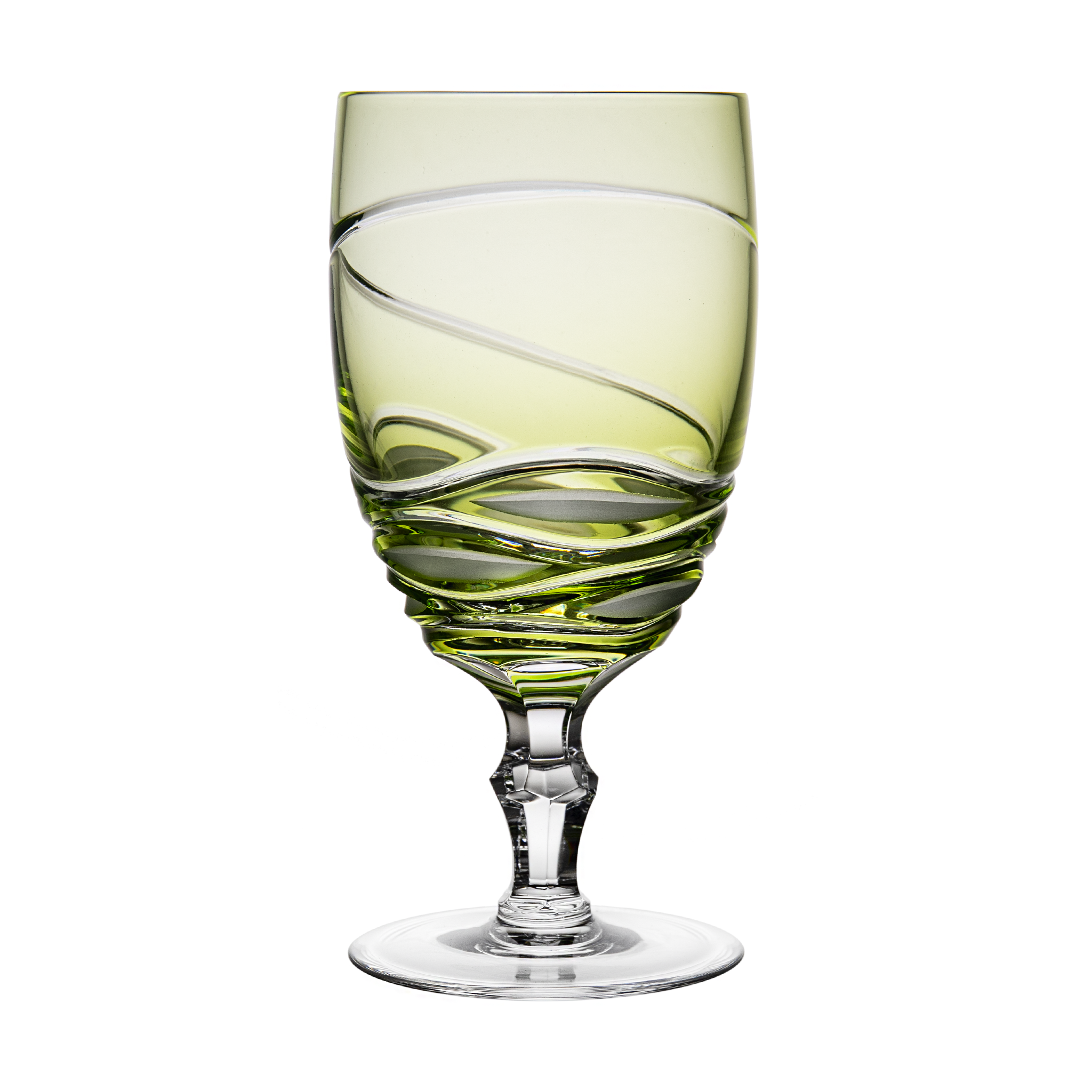 Birks Crystal Silver Ribbon Light Green Iced Beverage Goblet
