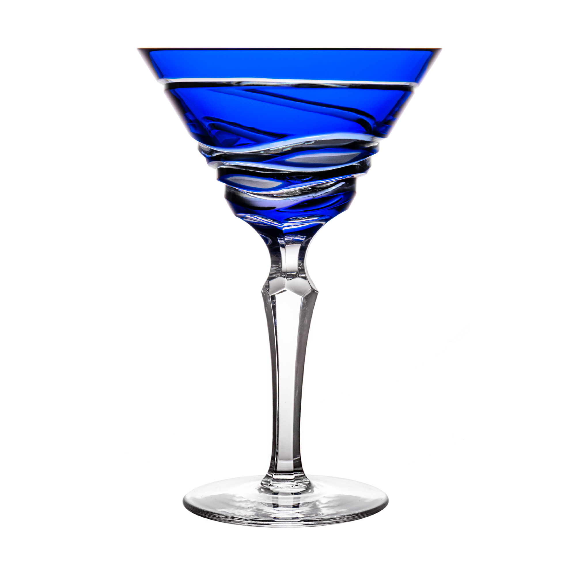 Birks Crystal Silver Ribbon Blue Martini Glass
