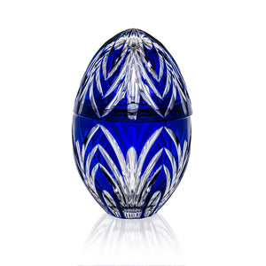 Ajka Crystal Bloom Blue Egg Box 9.8 in