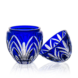 Ajka Crystal Bloom Blue Egg Box 9.8 in