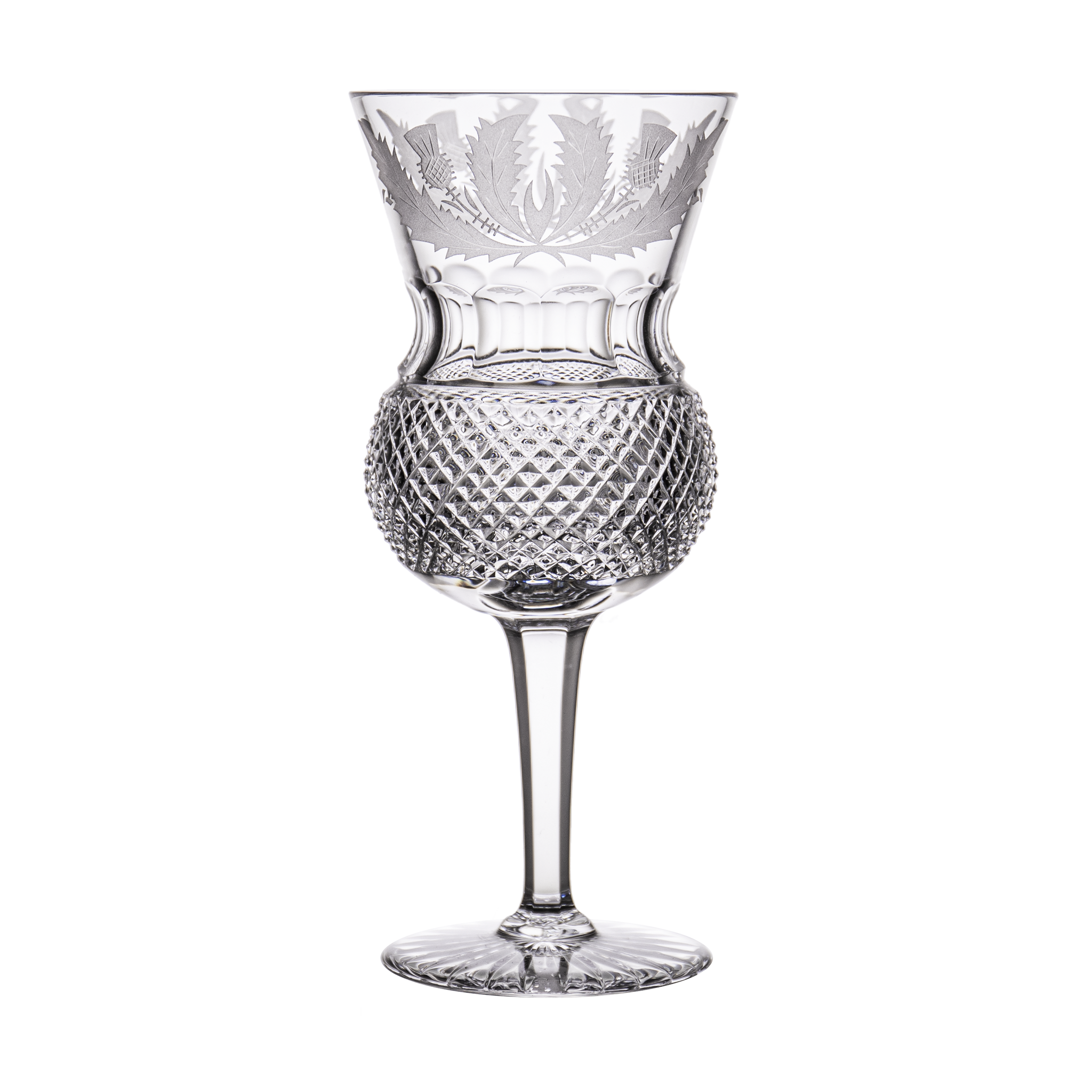 Edinburgh Crystal Thistle Cut Wine Glass - Ajka Crystal