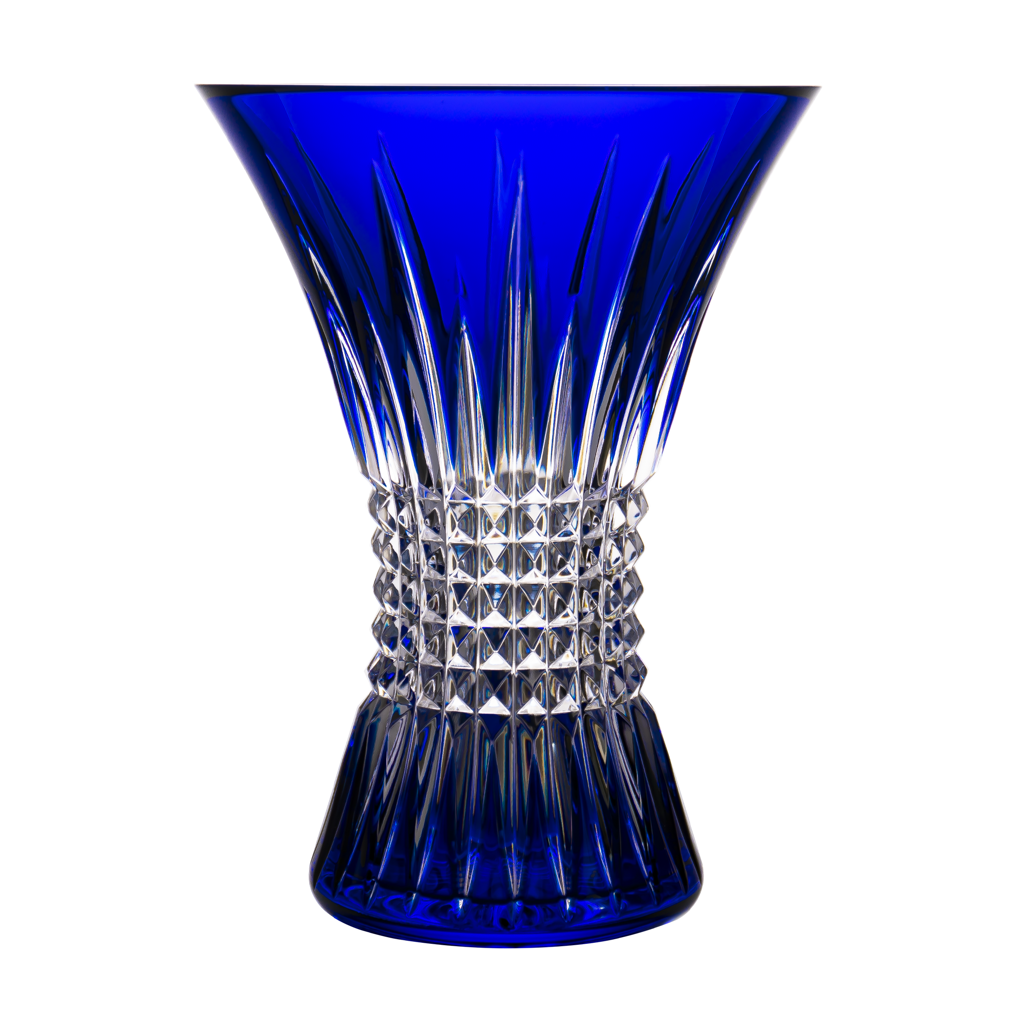 ウォーターフォード　花瓶　ダイヤモンドコバルト Waterford Lismore Diamond Blue Vase 8.1 in - Ajka Crystal