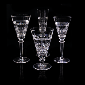 Ajka Crystal Glen Plaid Stemware Collection of 4