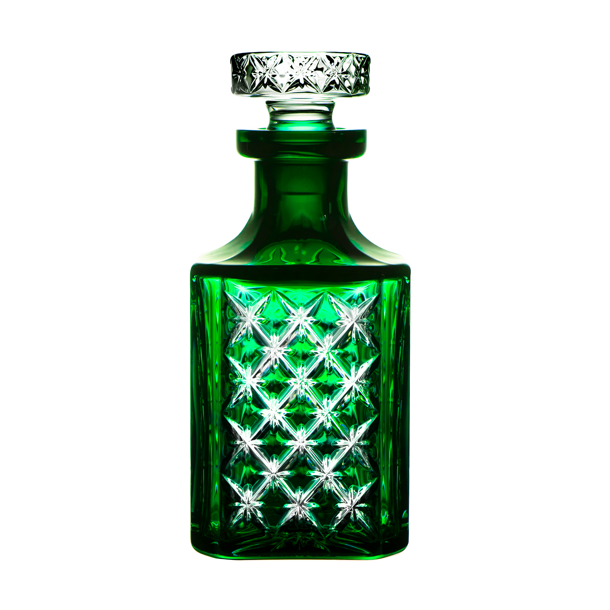 Stars Green Decanter 25.3 oz - Ajka Crystal