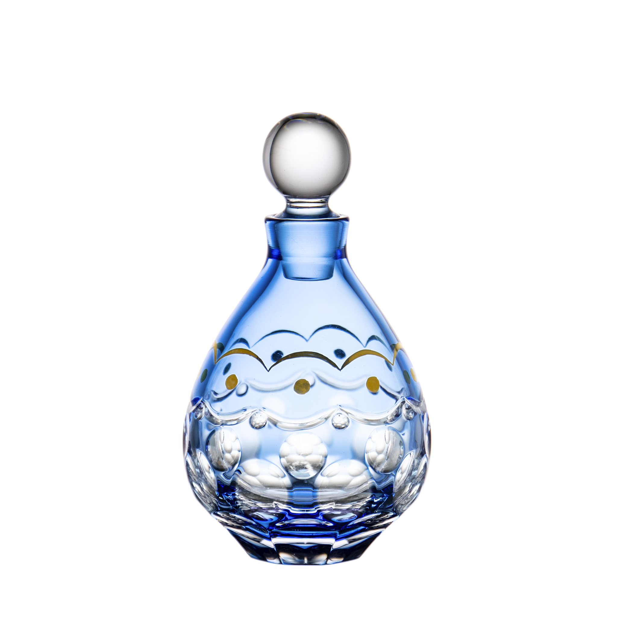 WORTH オーデコロン Gaze Light Blue Perfume Bottle with Gold Accent 6.8 oz - Ajka Crystal