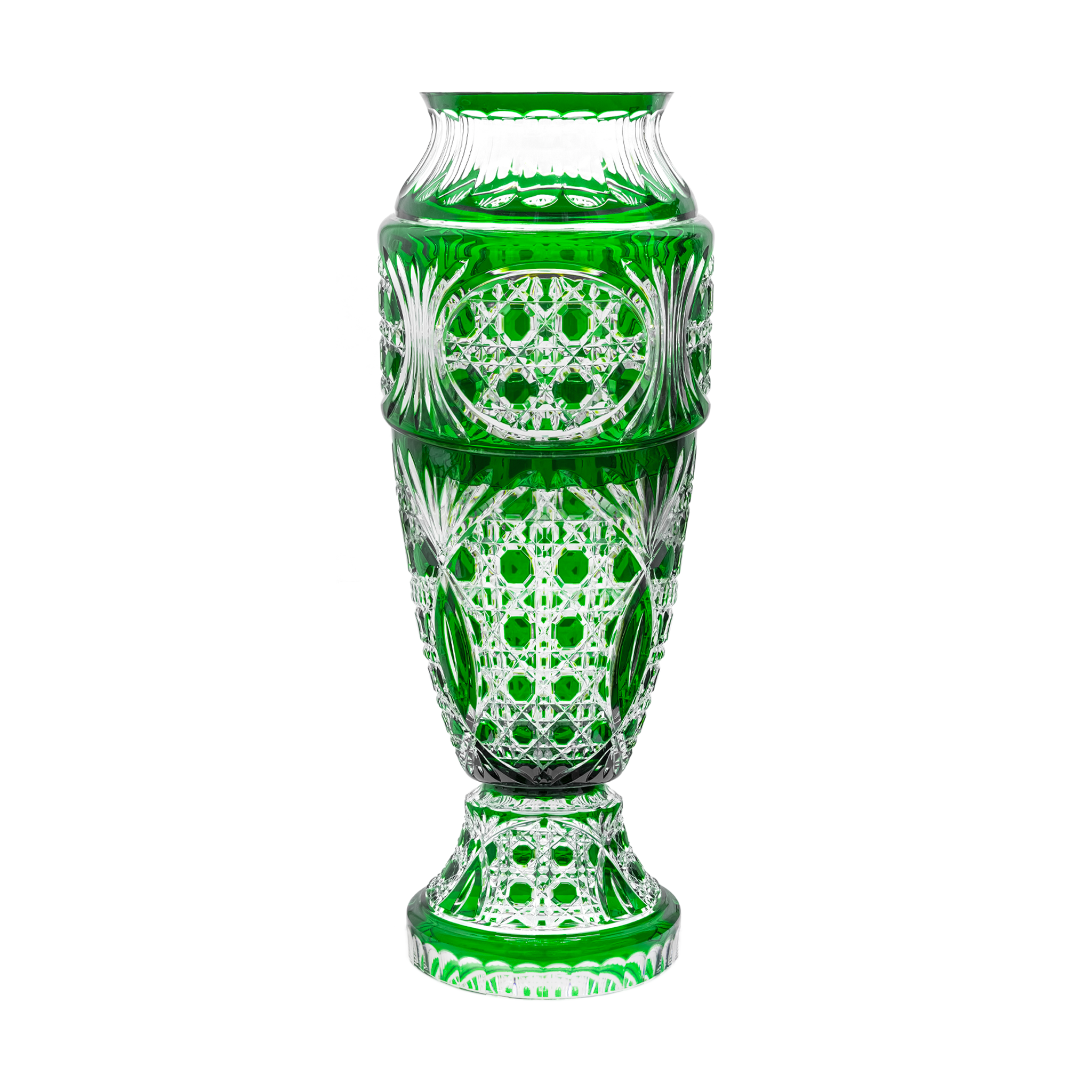 Val Saint Lambert La Victoria Green Centerpiece Vase 31.7 in
