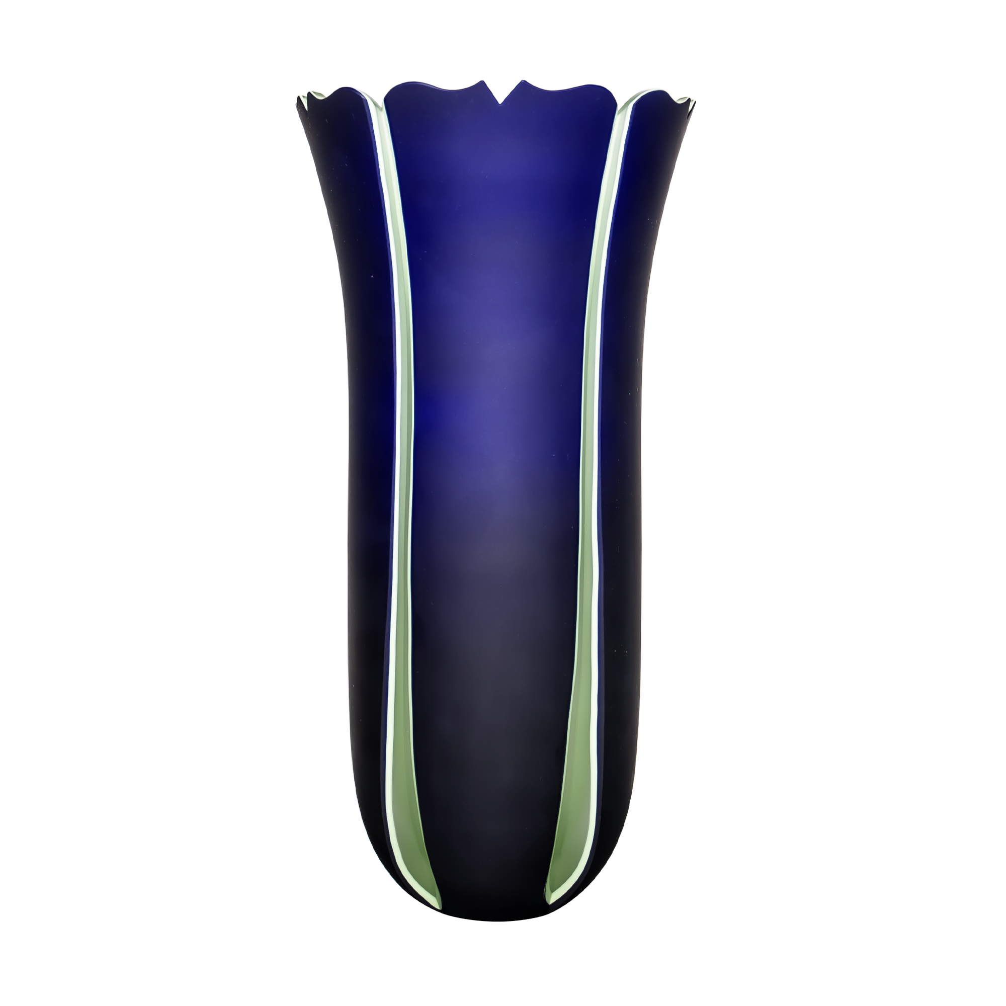 Double Cased Blue Light Green Vase 11.8 in