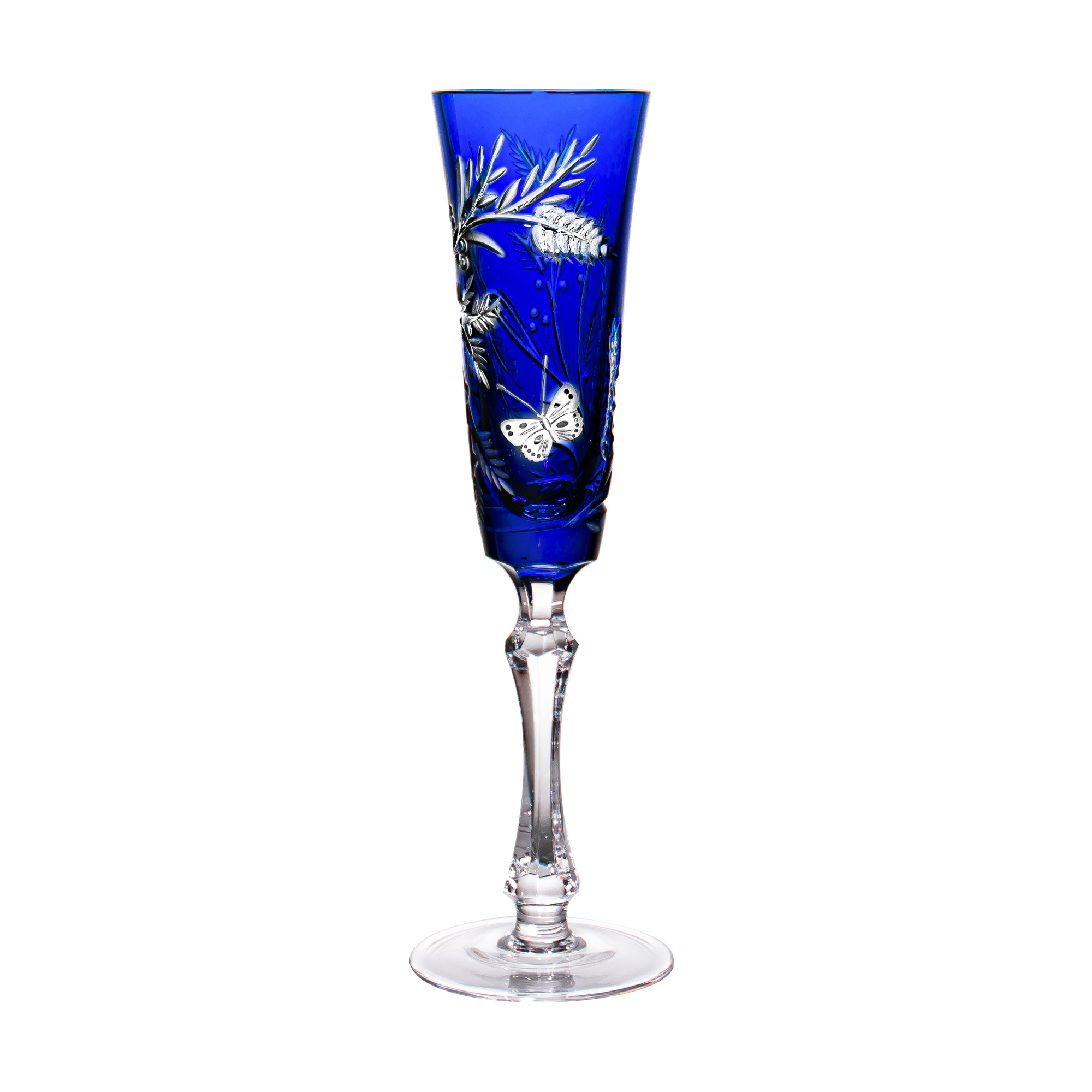 Butterfly Blue Champagne Flute