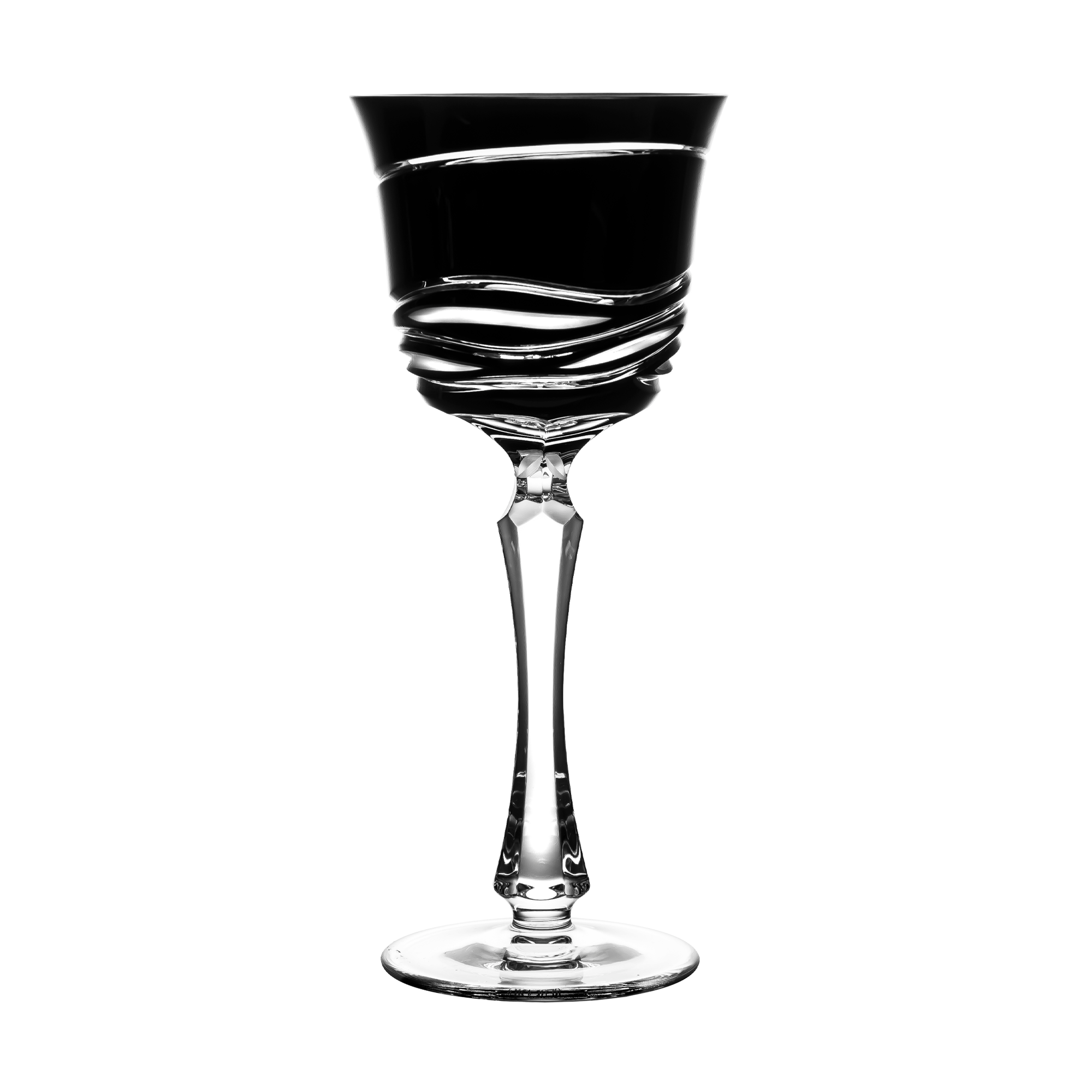 Birks Crystal Silver Ribbon Black Large Wine Glass