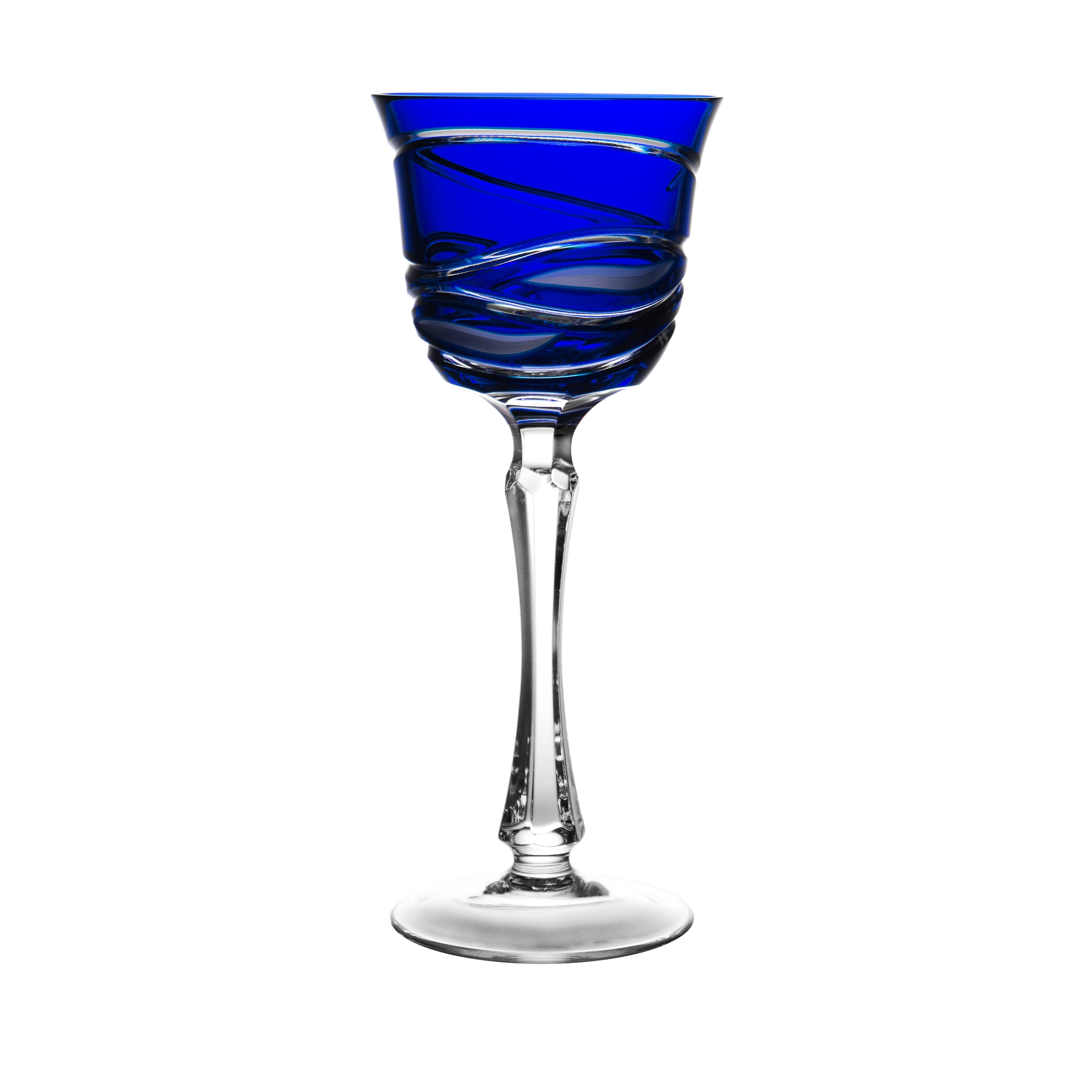 Birks Crystal Square Blue Large Wine Glass - Ajka Crystal