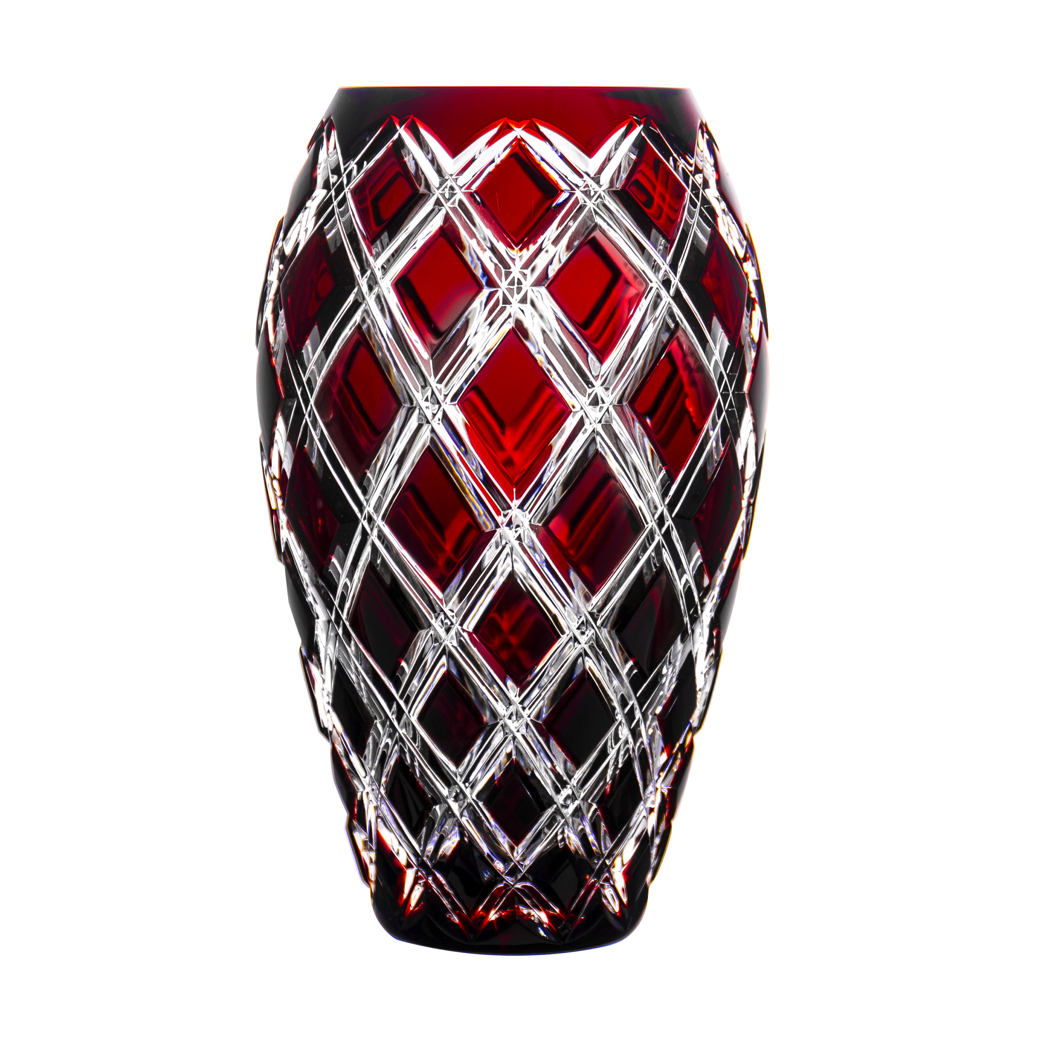 Fabergé Athenee Ruby Red Vase 7.1 in - Ajka Crystal