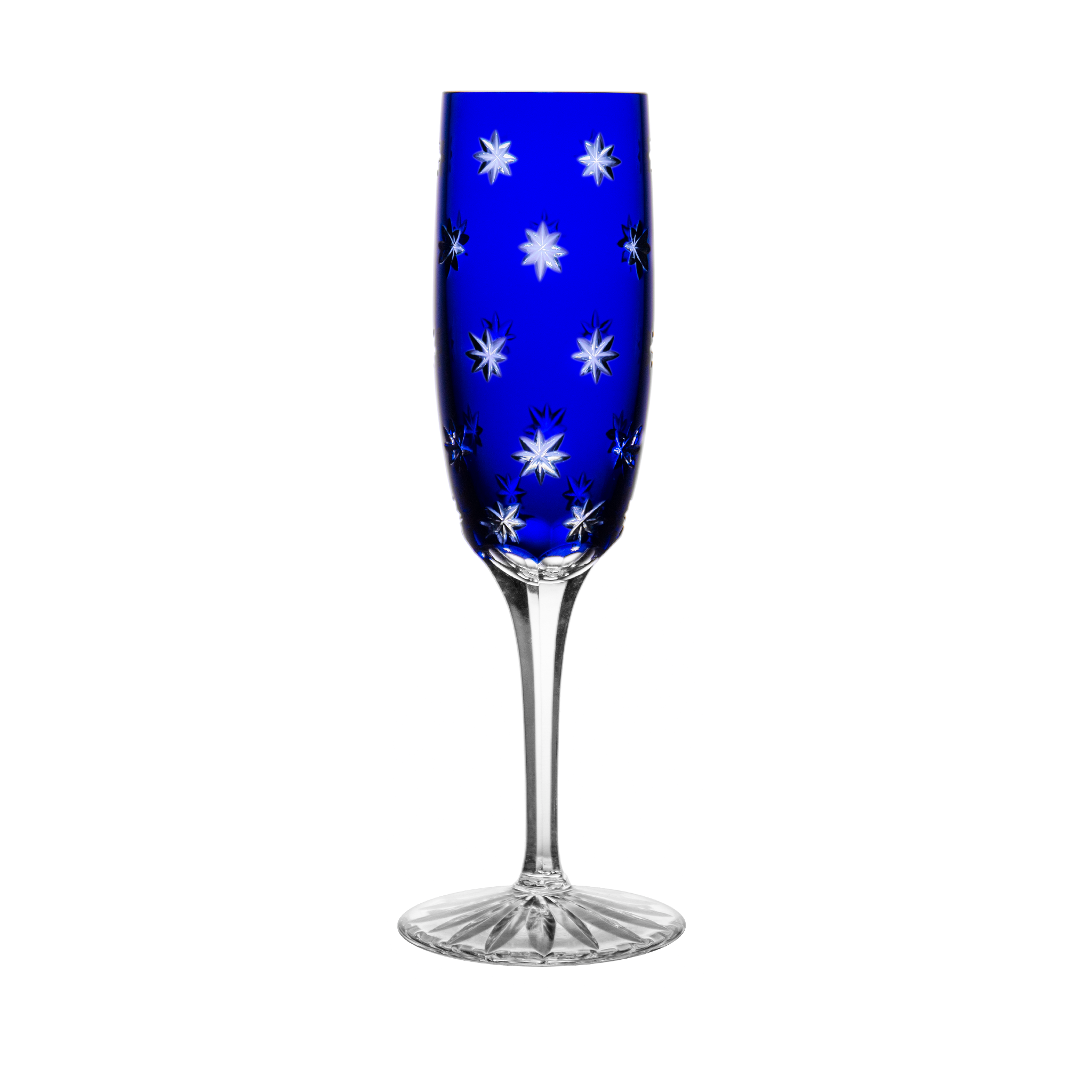 紫色クリスタルガラス フルートカップ Birks Crystal Silver Ribbon Light Blue Champagne Flute