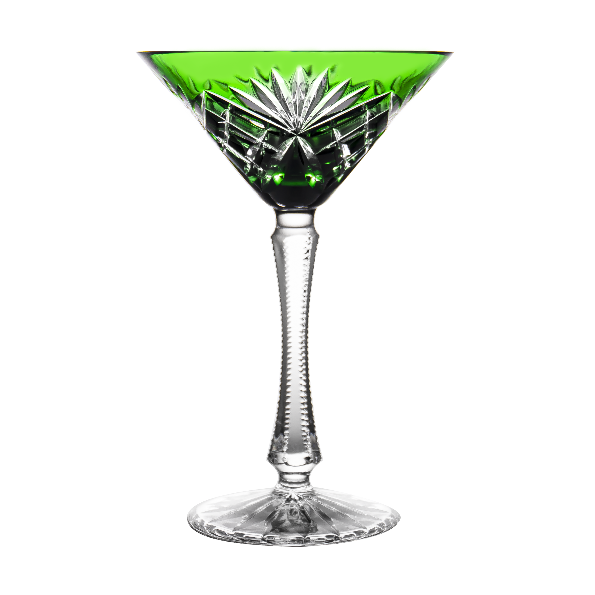 4 Vintage Green Cocktail Martini Glasses, Mixologist Craft